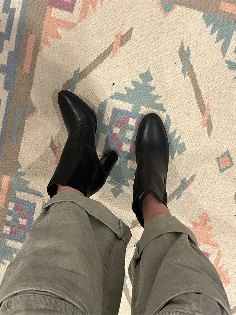Lauren Ralph Lauren Black Leather Chelsea Block Heel Ankle Boots - Picture 4 of 4